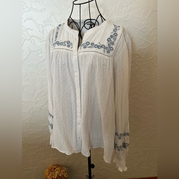 Fat Face Cotton Embroidered Top Size 12 - Picture 2 of 9